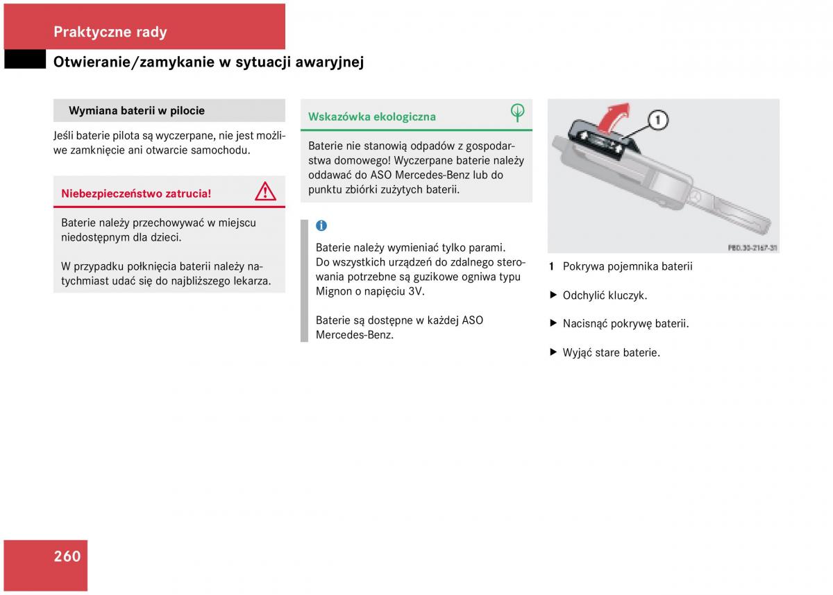 Mercedes Benz A Class W168 instrukcja obslugi / page 260