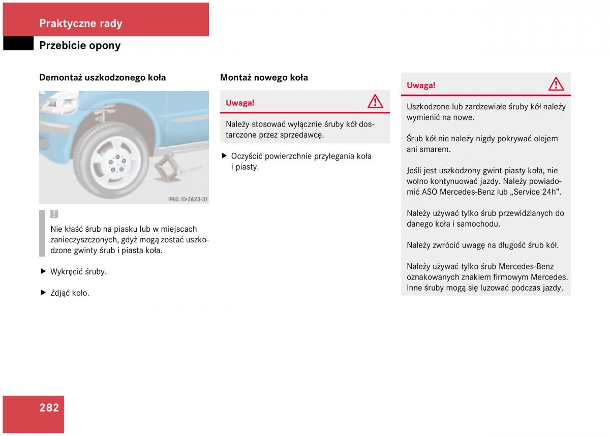 Mercedes Benz A Class W168 instrukcja obslugi / page 282