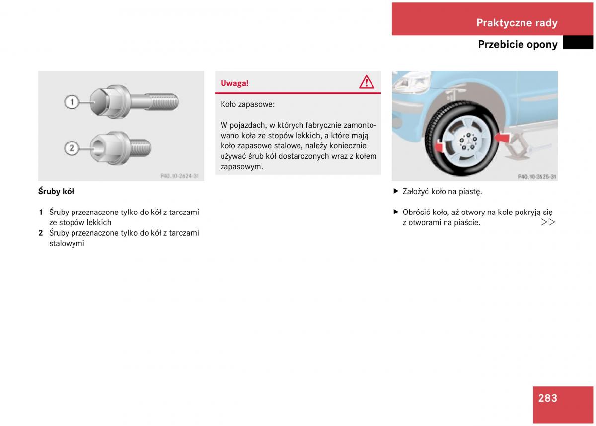 Mercedes Benz A Class W168 instrukcja obslugi / page 283