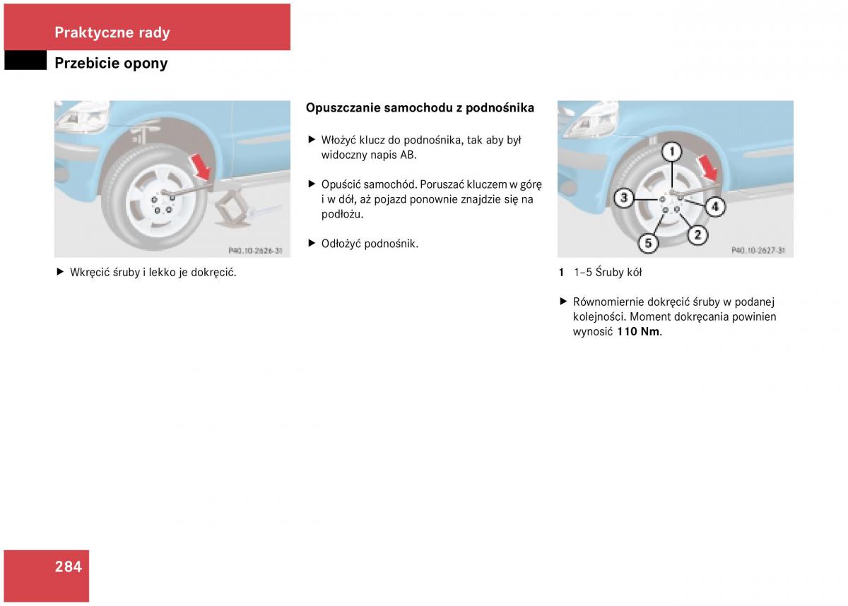 Mercedes Benz A Class W168 instrukcja obslugi / page 284