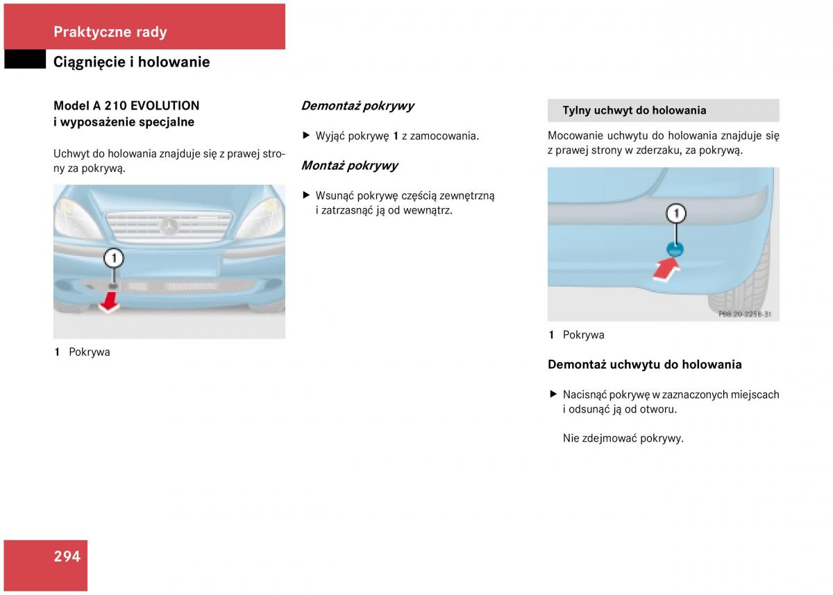 Mercedes Benz A Class W168 instrukcja obslugi / page 294