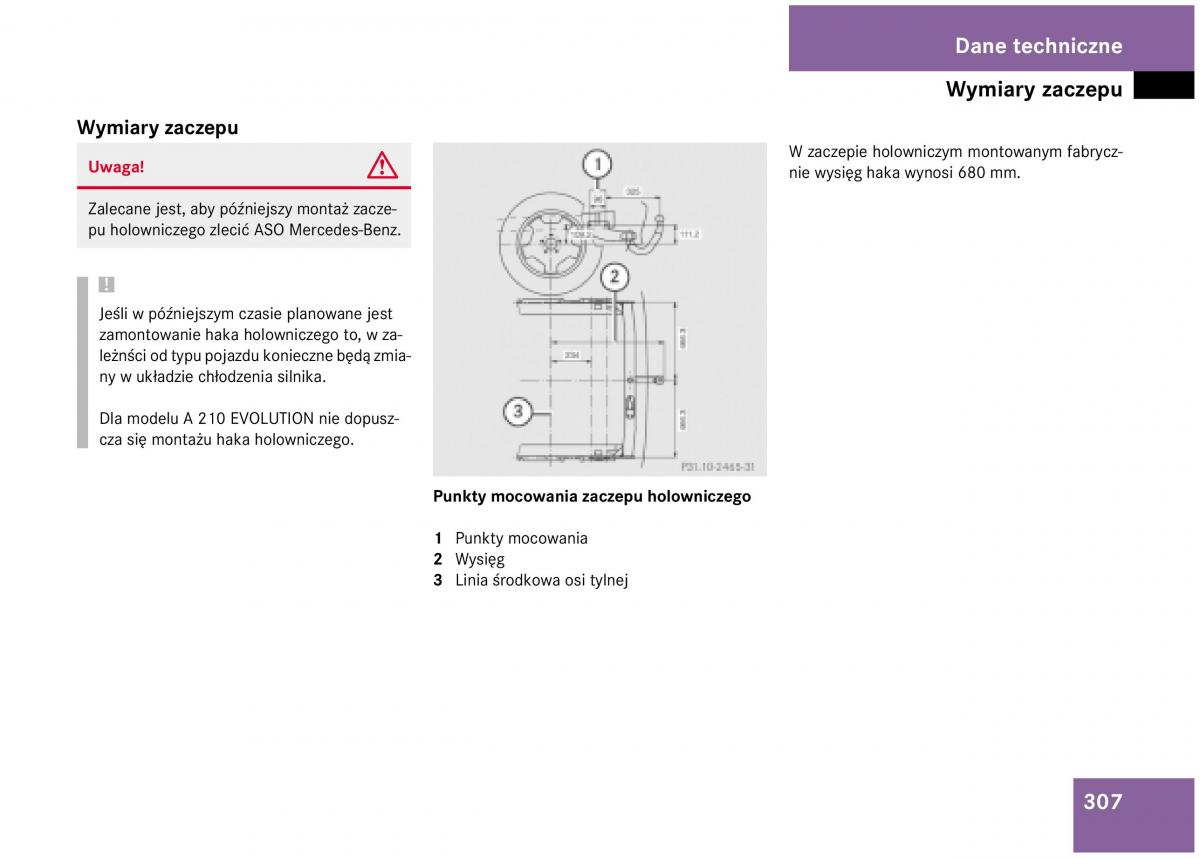 Mercedes Benz A Class W168 instrukcja obslugi / page 307