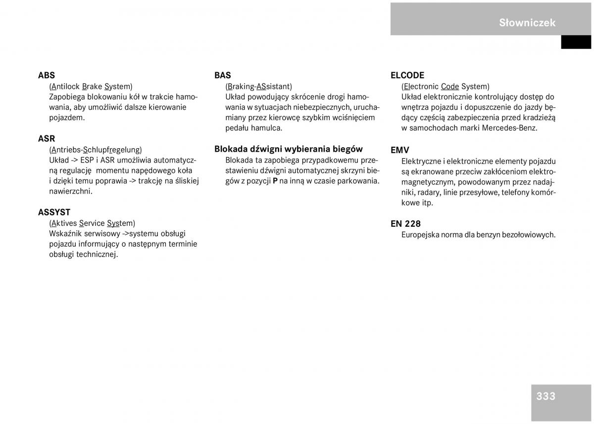 Mercedes Benz A Class W168 instrukcja obslugi / page 333