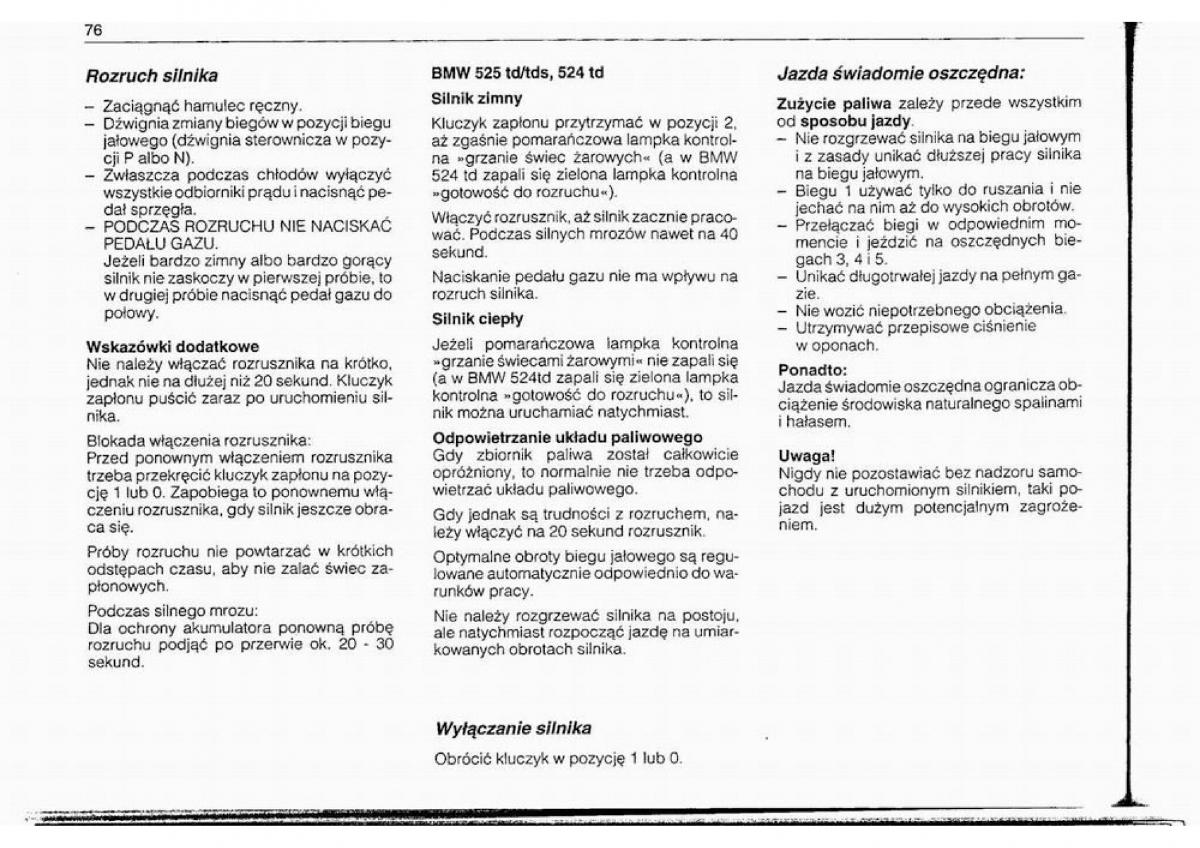 BMW 5 E34 instrukcja obslugi / page 75