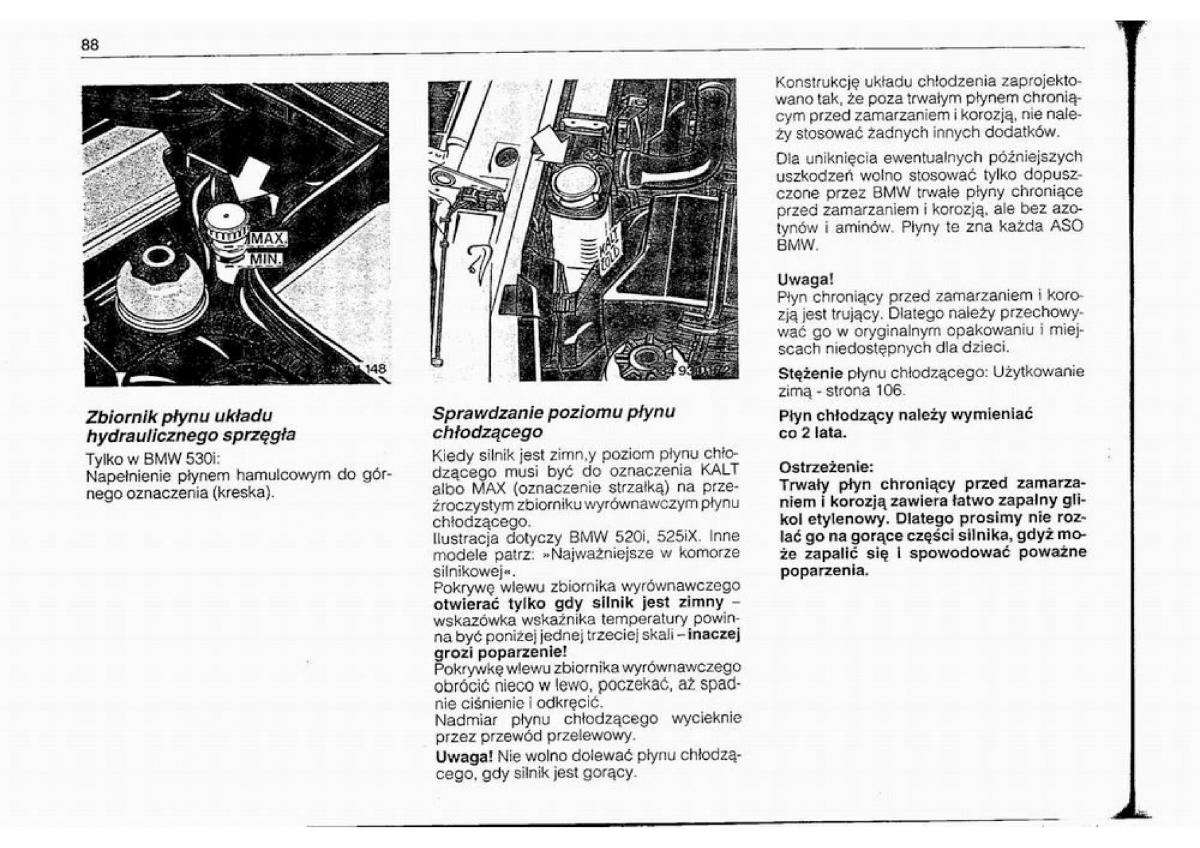 BMW 5 E34 instrukcja obslugi / page 89