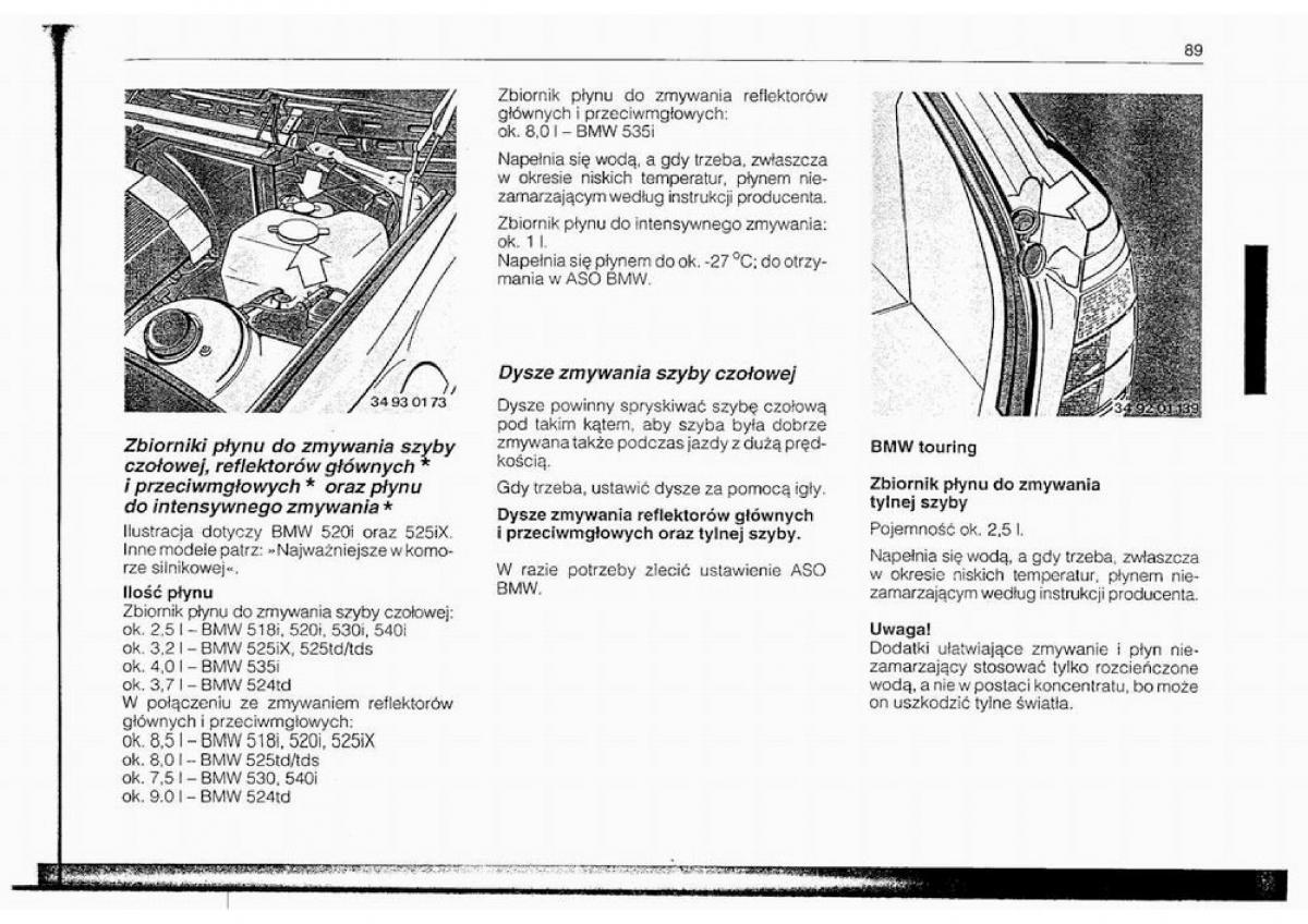 BMW 5 E34 instrukcja obslugi / page 90