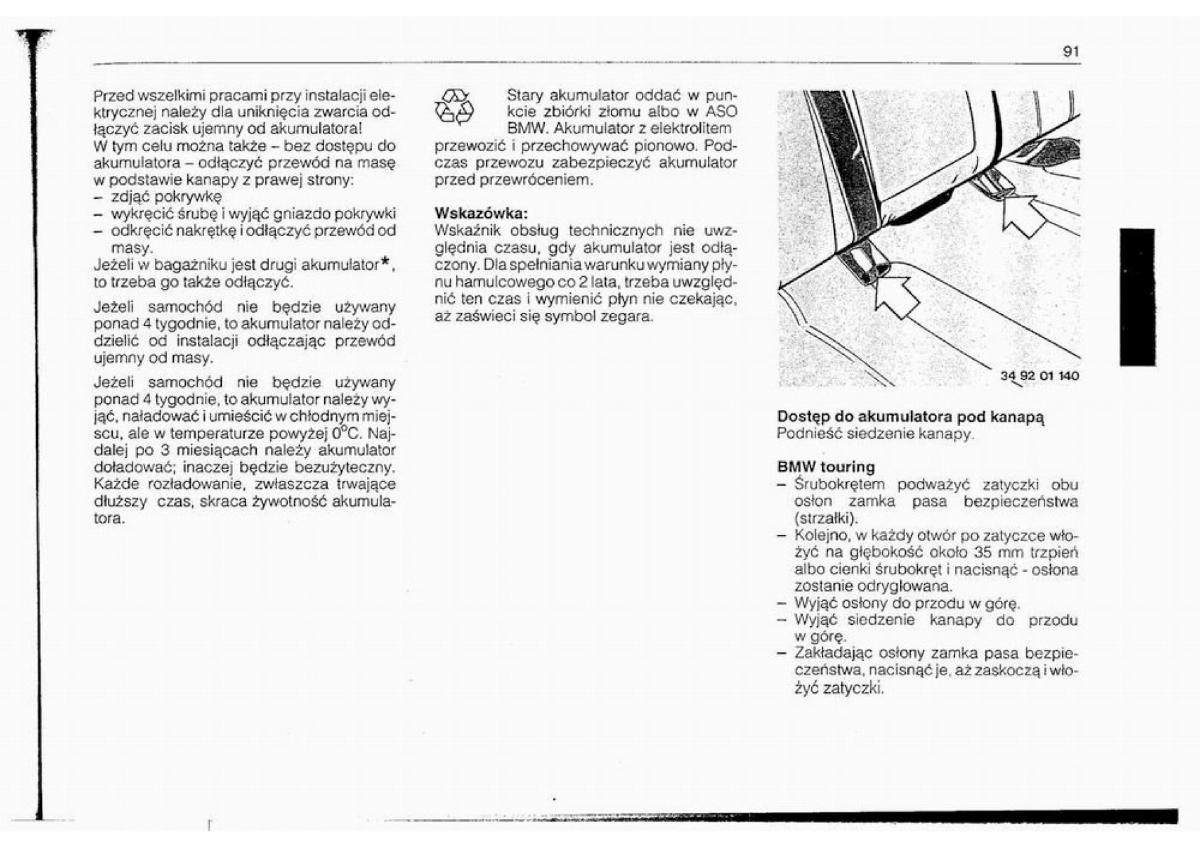 BMW 5 E34 instrukcja obslugi / page 92