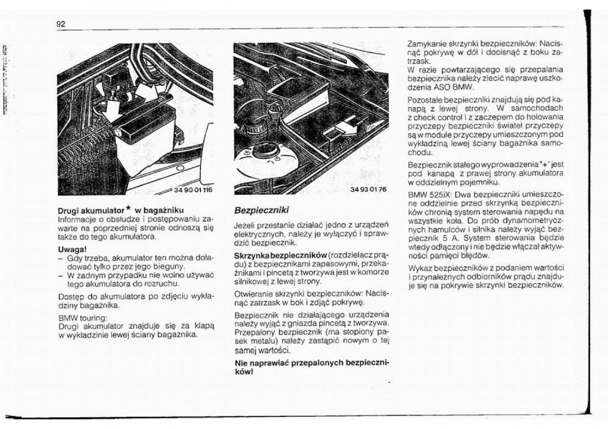 BMW 5 E34 instrukcja obslugi / page 93