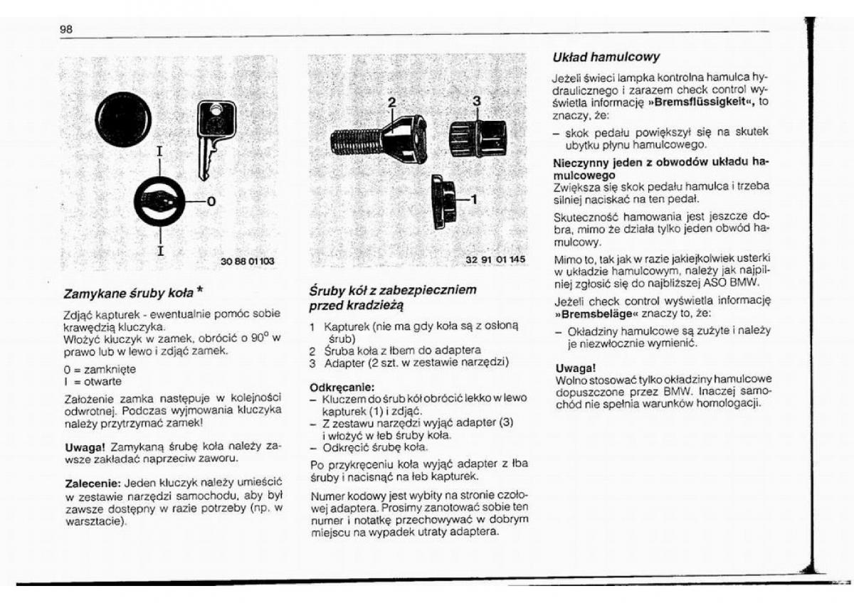 BMW 5 E34 instrukcja obslugi / page 99