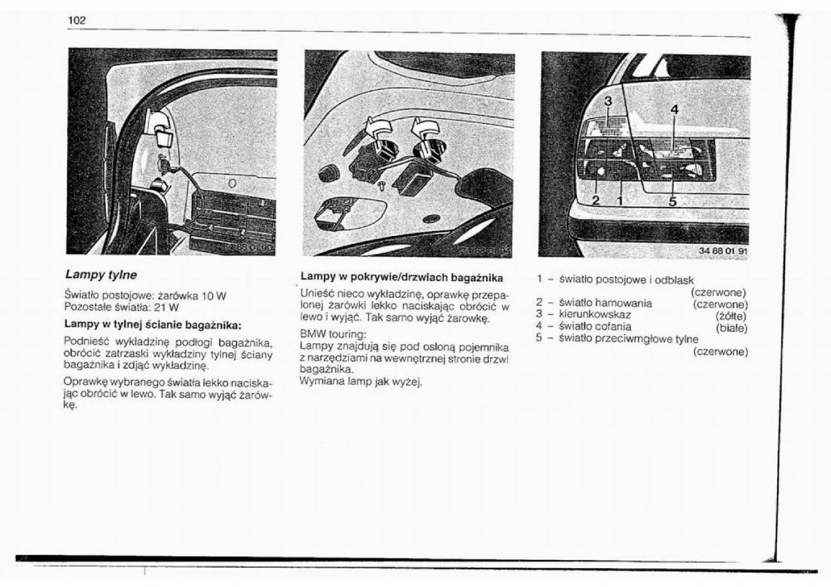 BMW 5 E34 instrukcja obslugi / page 103