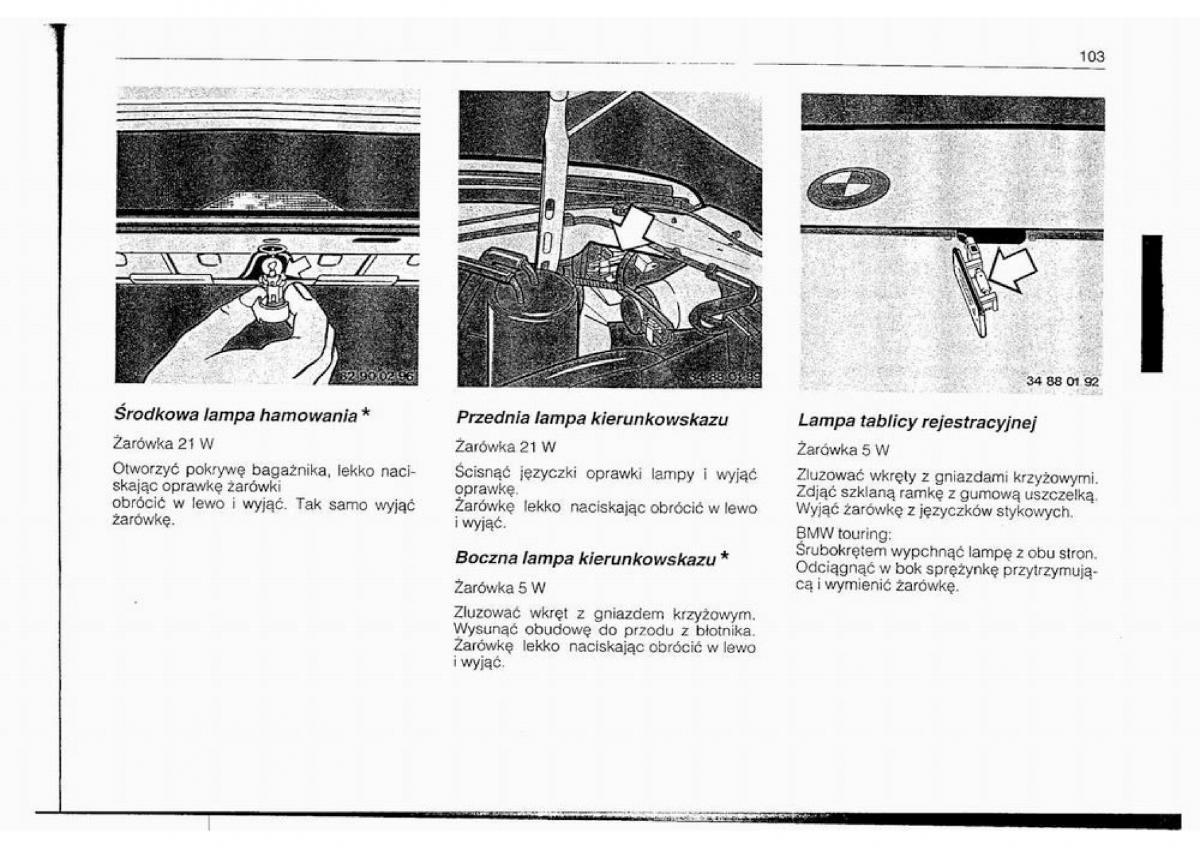 BMW 5 E34 instrukcja obslugi / page 104