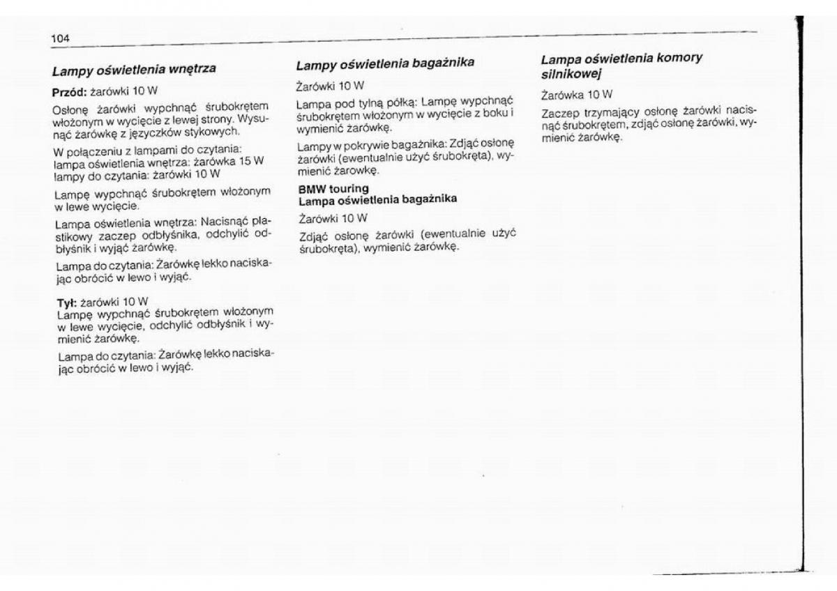 BMW 5 E34 instrukcja obslugi / page 105