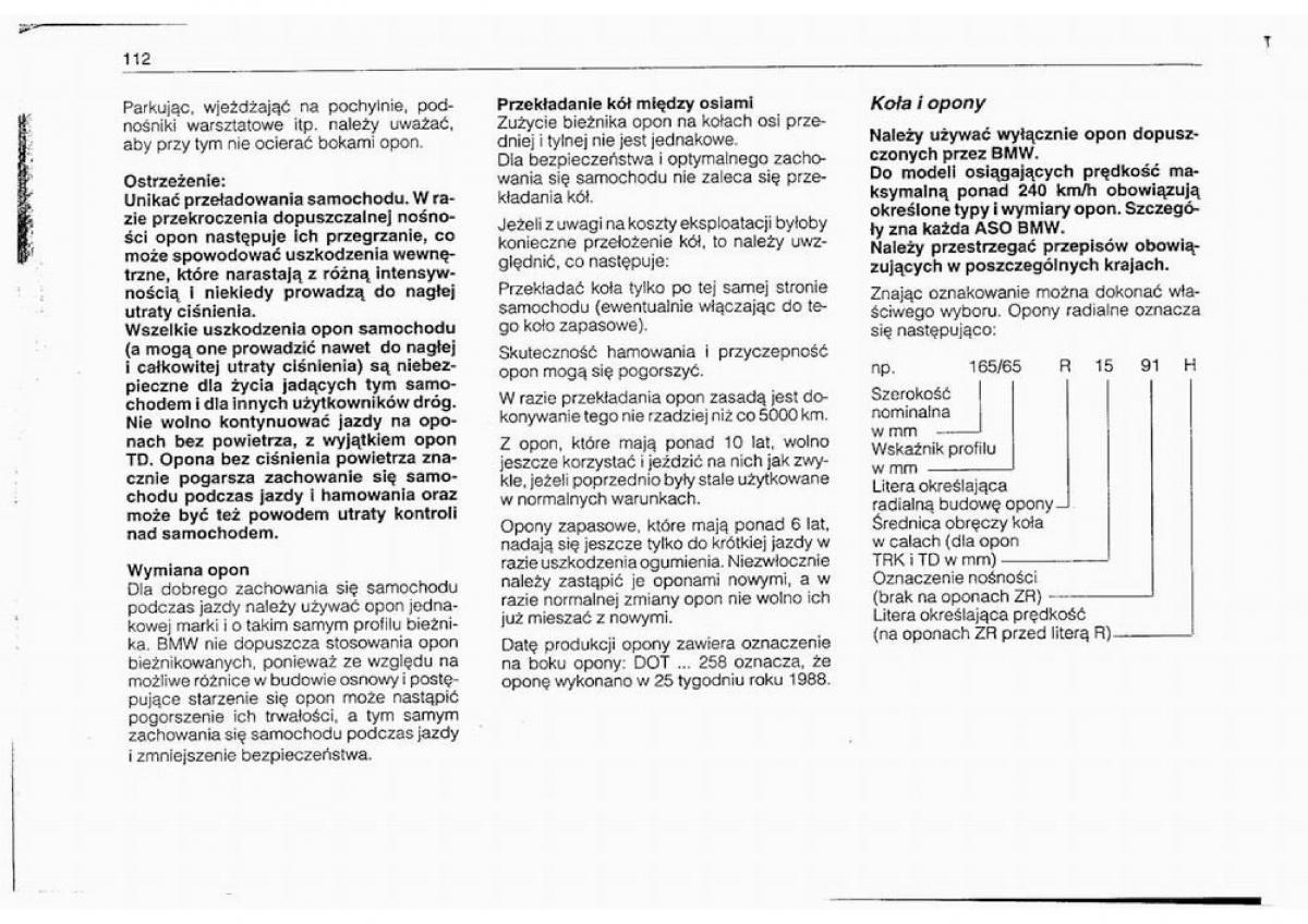 BMW 5 E34 instrukcja obslugi / page 113