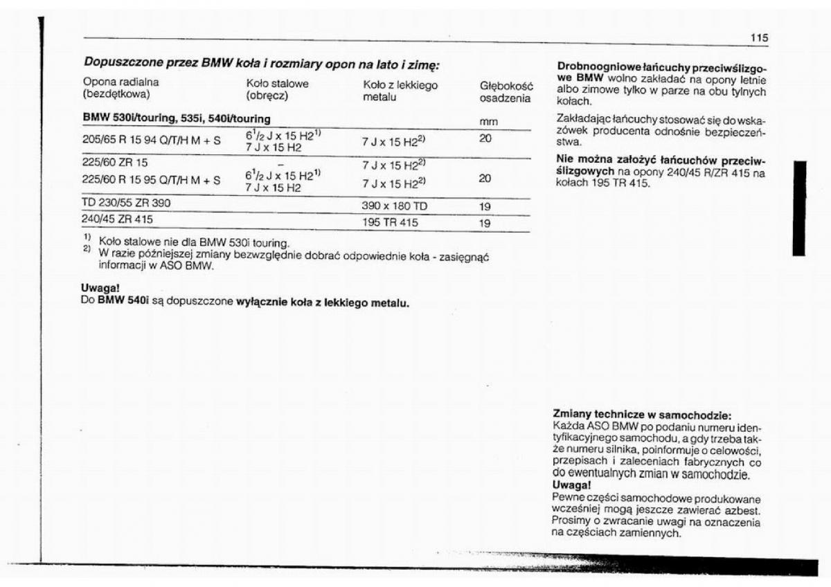 BMW 5 E34 instrukcja obslugi / page 116