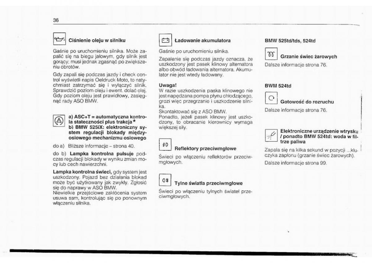 BMW 5 E34 instrukcja obslugi / page 35