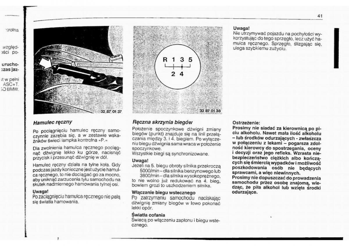 BMW 5 E34 instrukcja obslugi / page 40