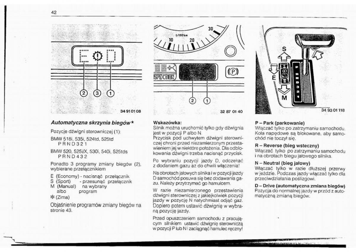 BMW 5 E34 instrukcja obslugi / page 41