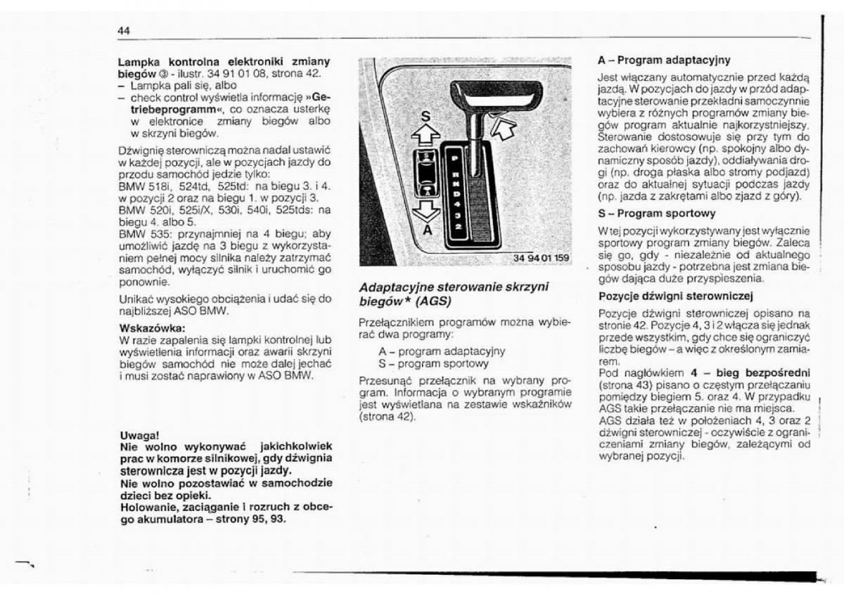 BMW 5 E34 instrukcja obslugi / page 43