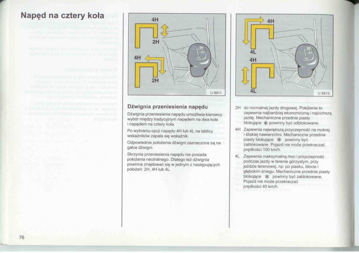 Opel Frontera A Isuzu Wizard Vauxhall Holden instrukcja obslugi / page 78