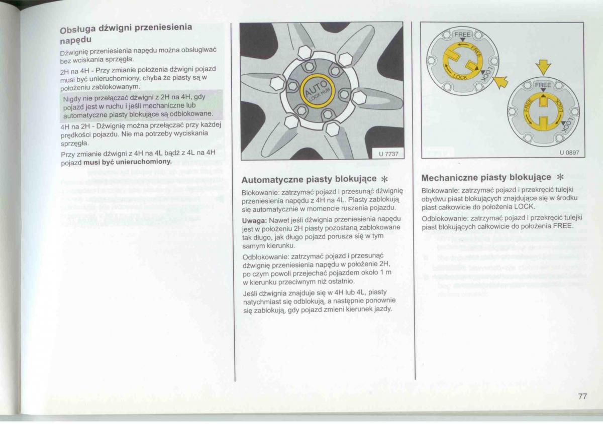 Opel Frontera A Isuzu Wizard Vauxhall Holden instrukcja obslugi / page 79