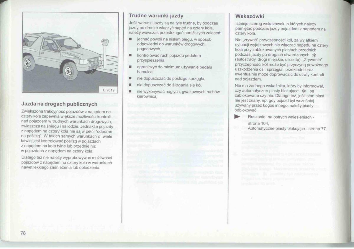 Opel Frontera A Isuzu Wizard Vauxhall Holden instrukcja obslugi / page 80