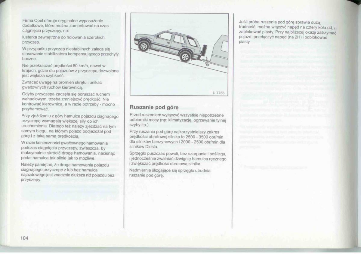 Opel Frontera A Isuzu Wizard Vauxhall Holden instrukcja obslugi / page 106