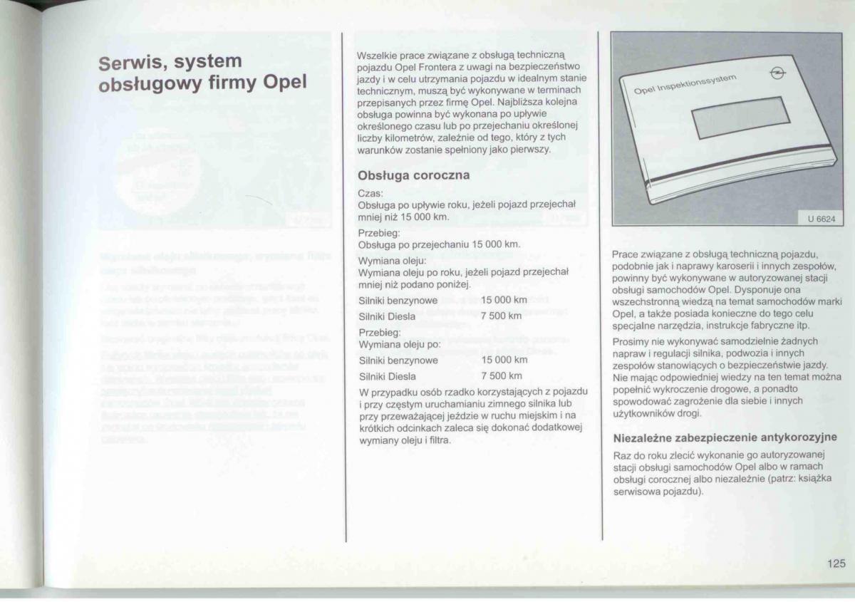 Opel Frontera A Isuzu Wizard Vauxhall Holden instrukcja obslugi / page 127