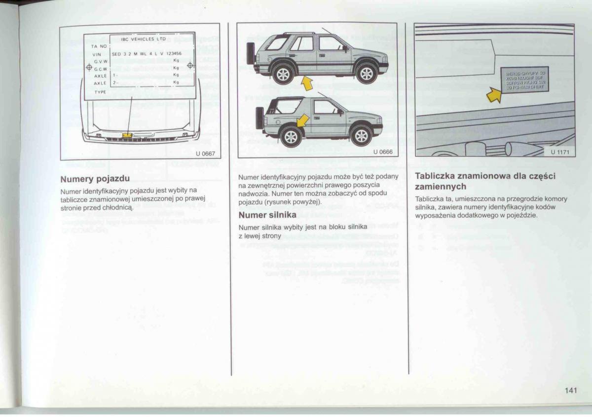 Opel Frontera A Isuzu Wizard Vauxhall Holden instrukcja obslugi / page 143