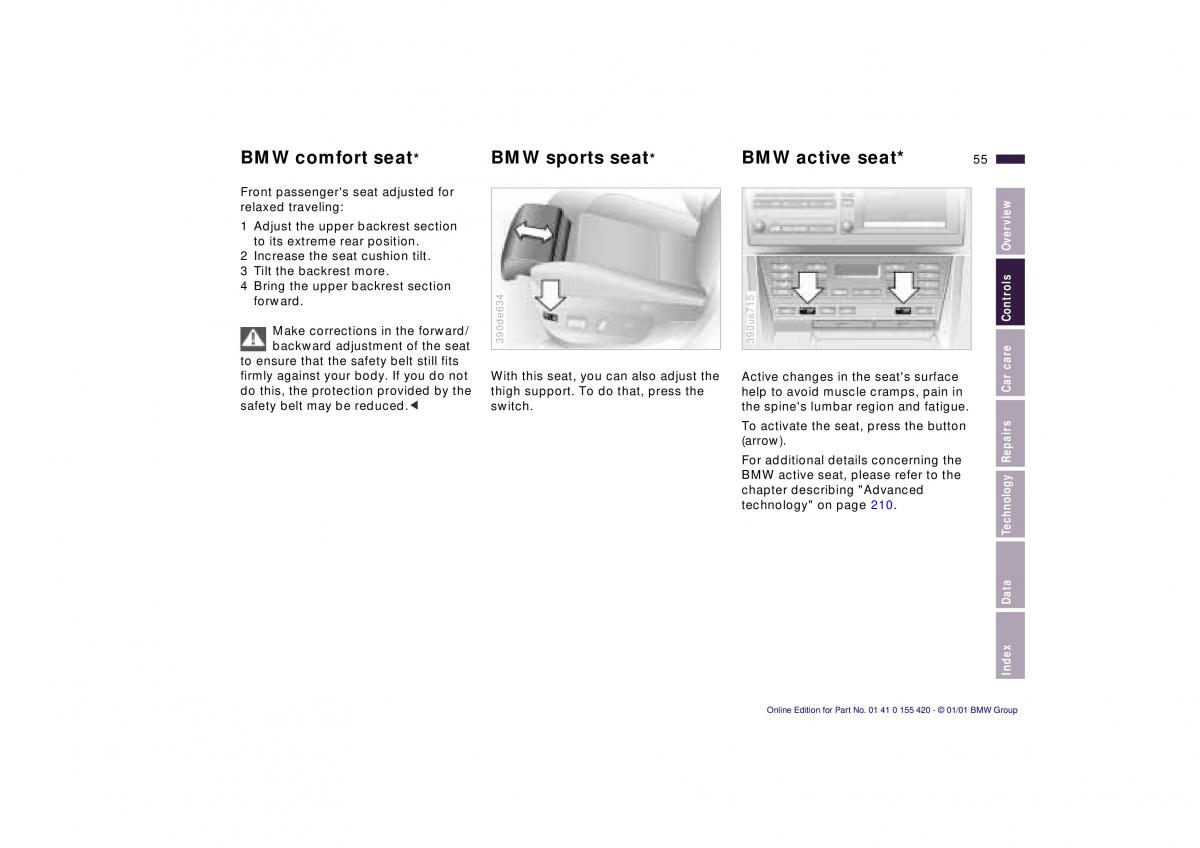 BMW 5 E39 owners manual / page 55