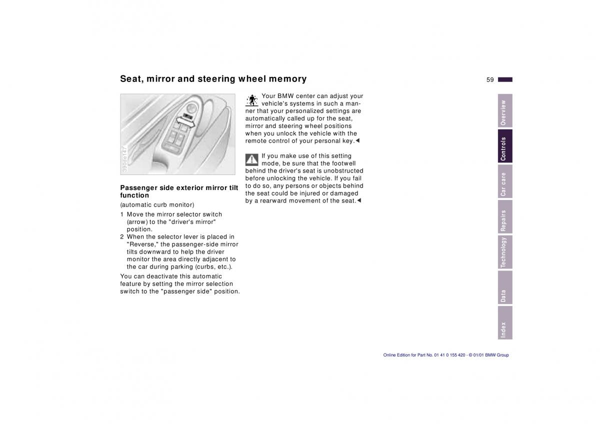 BMW 5 E39 owners manual / page 59