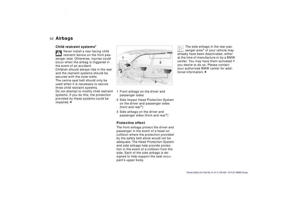 BMW 5 E39 owners manual / page 62