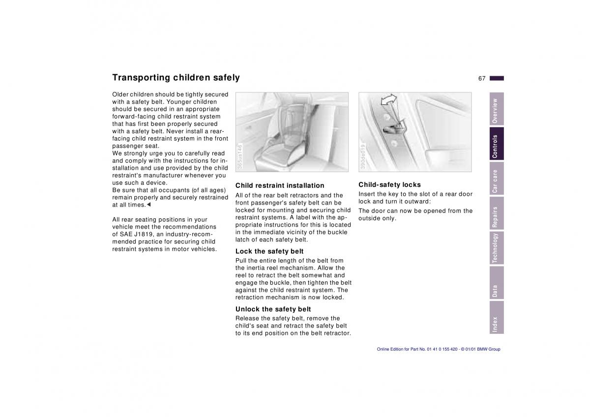 BMW 5 E39 owners manual / page 67