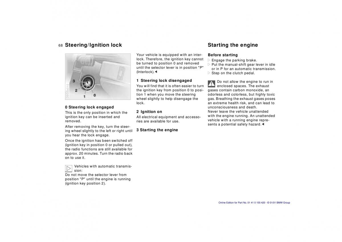 BMW 5 E39 owners manual / page 68