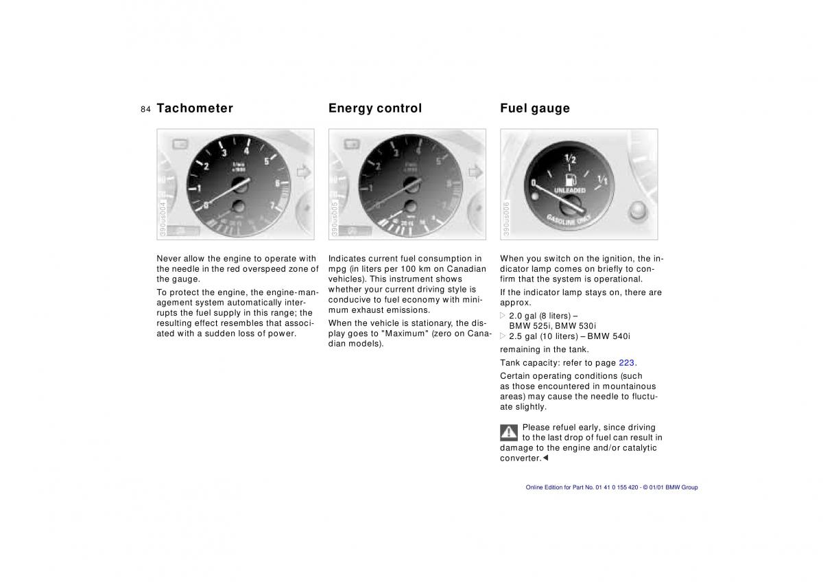 BMW 5 E39 owners manual / page 84