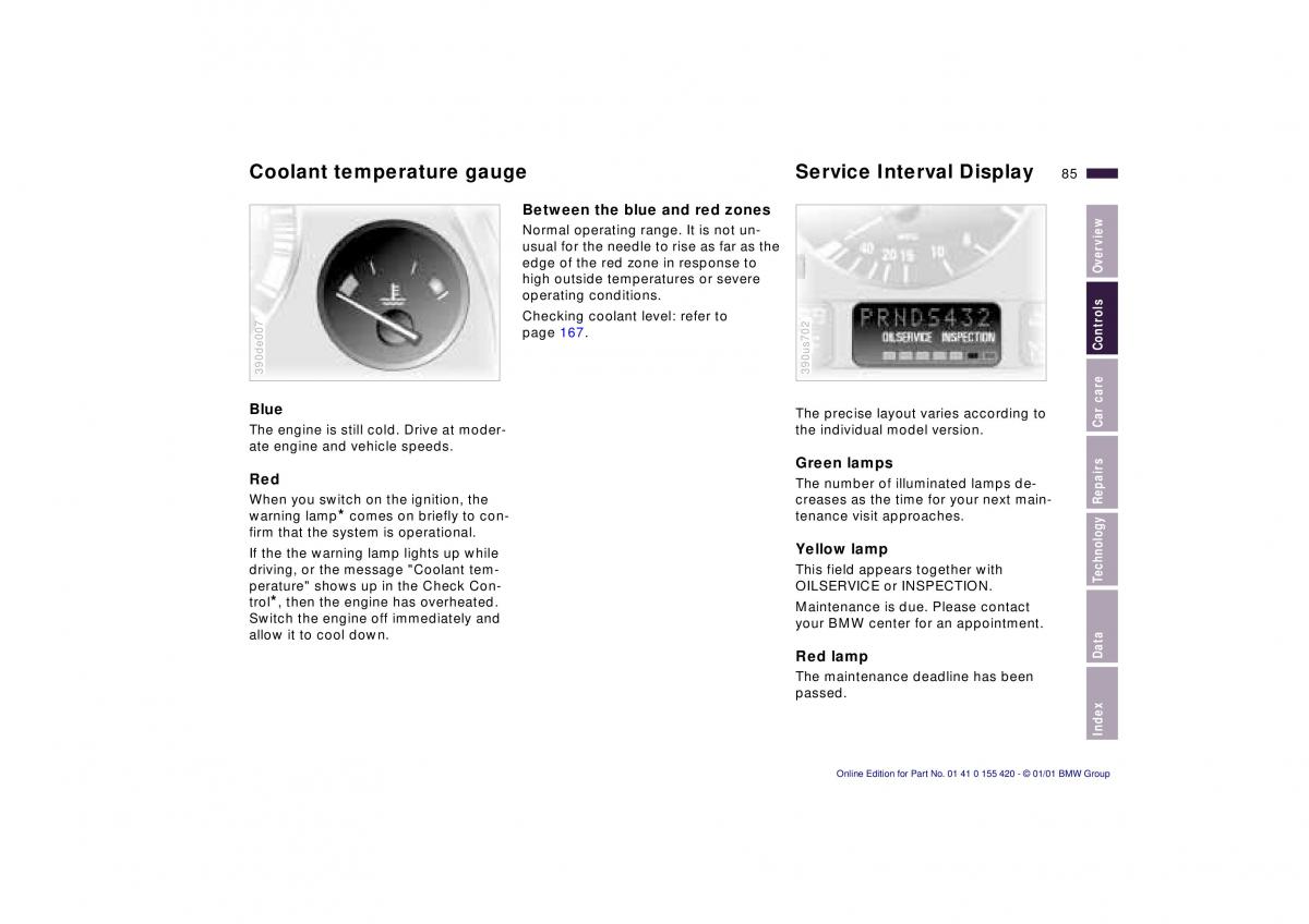 BMW 5 E39 owners manual / page 85