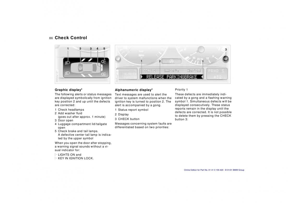 BMW 5 E39 owners manual / page 86