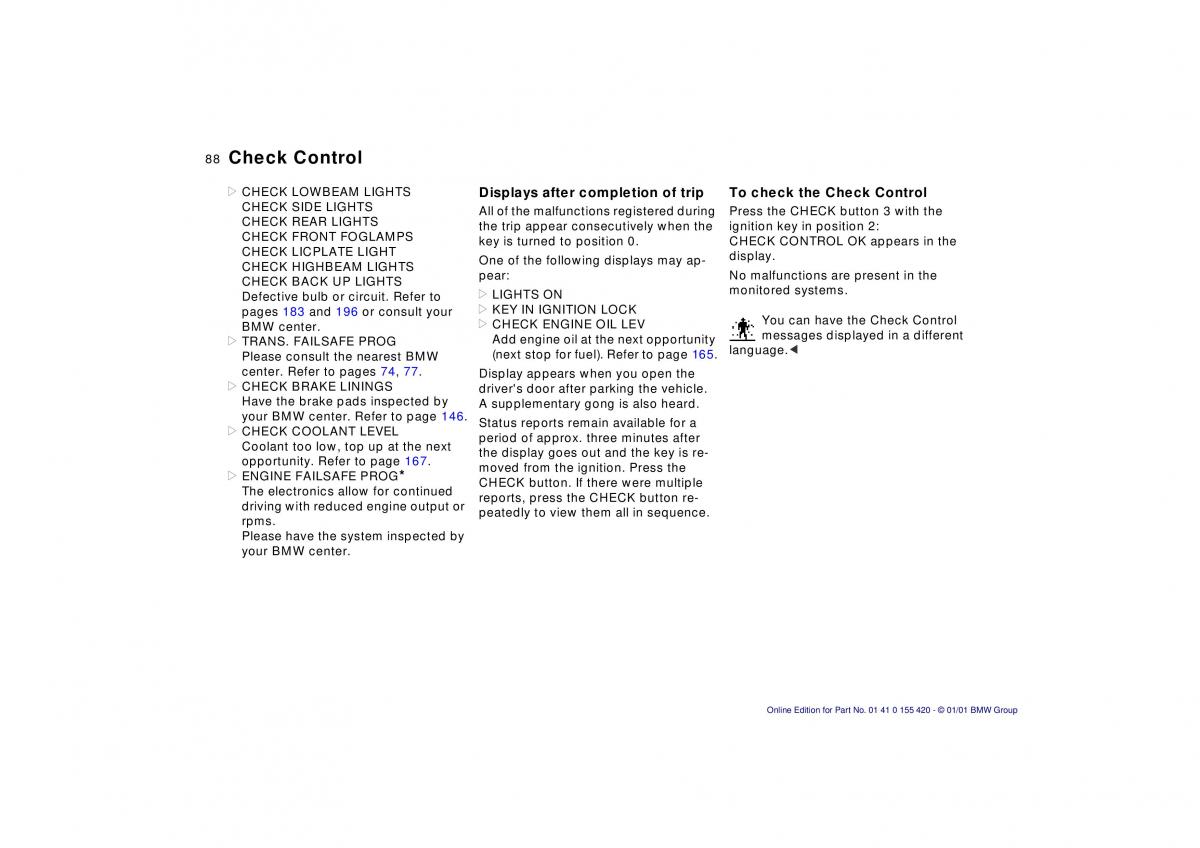 BMW 5 E39 owners manual / page 88