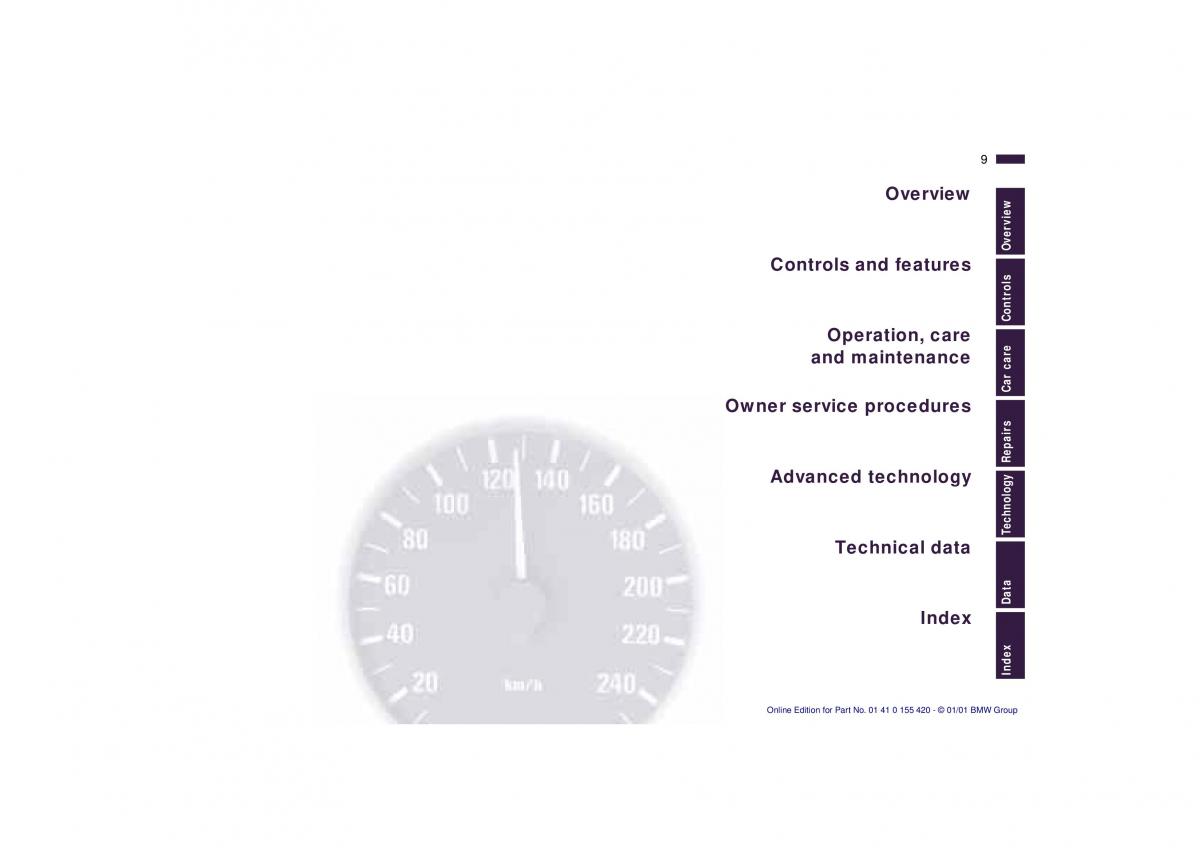 BMW 5 E39 owners manual / page 9