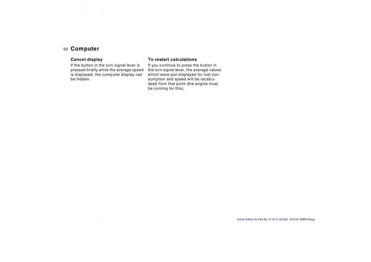 BMW 5 E39 owners manual / page 90