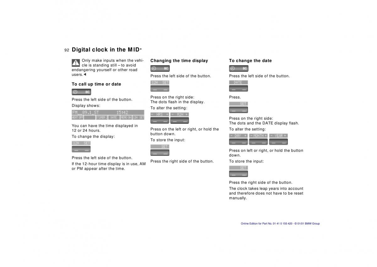 BMW 5 E39 owners manual / page 92