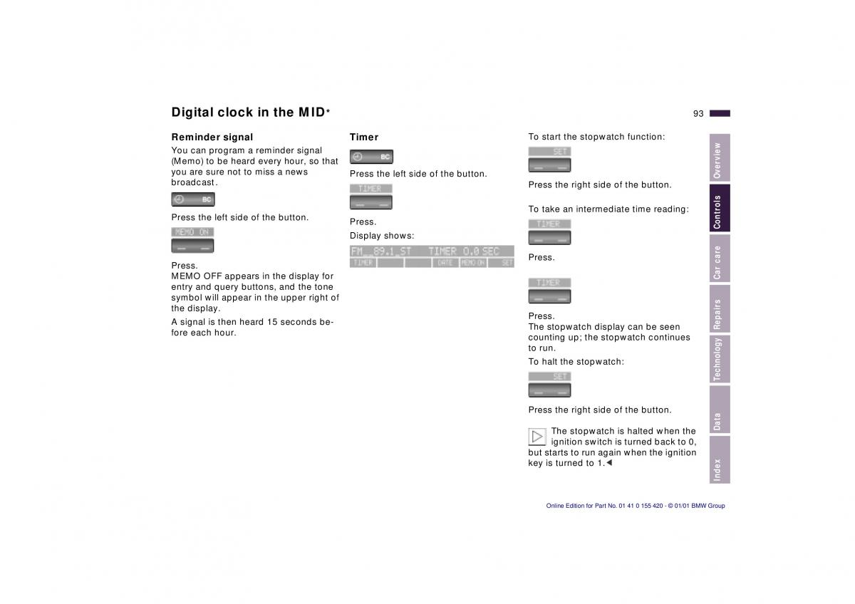 BMW 5 E39 owners manual / page 93