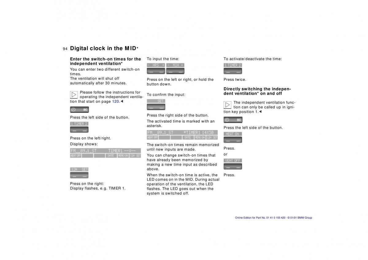 BMW 5 E39 owners manual / page 94