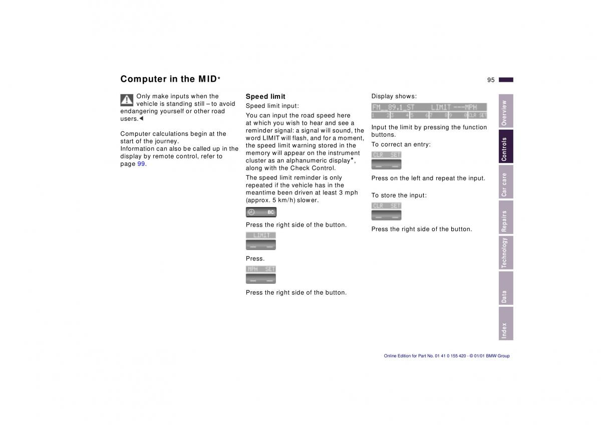 BMW 5 E39 owners manual / page 95