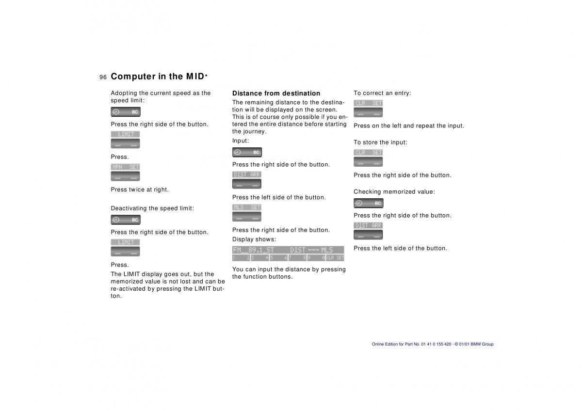 BMW 5 E39 owners manual / page 96