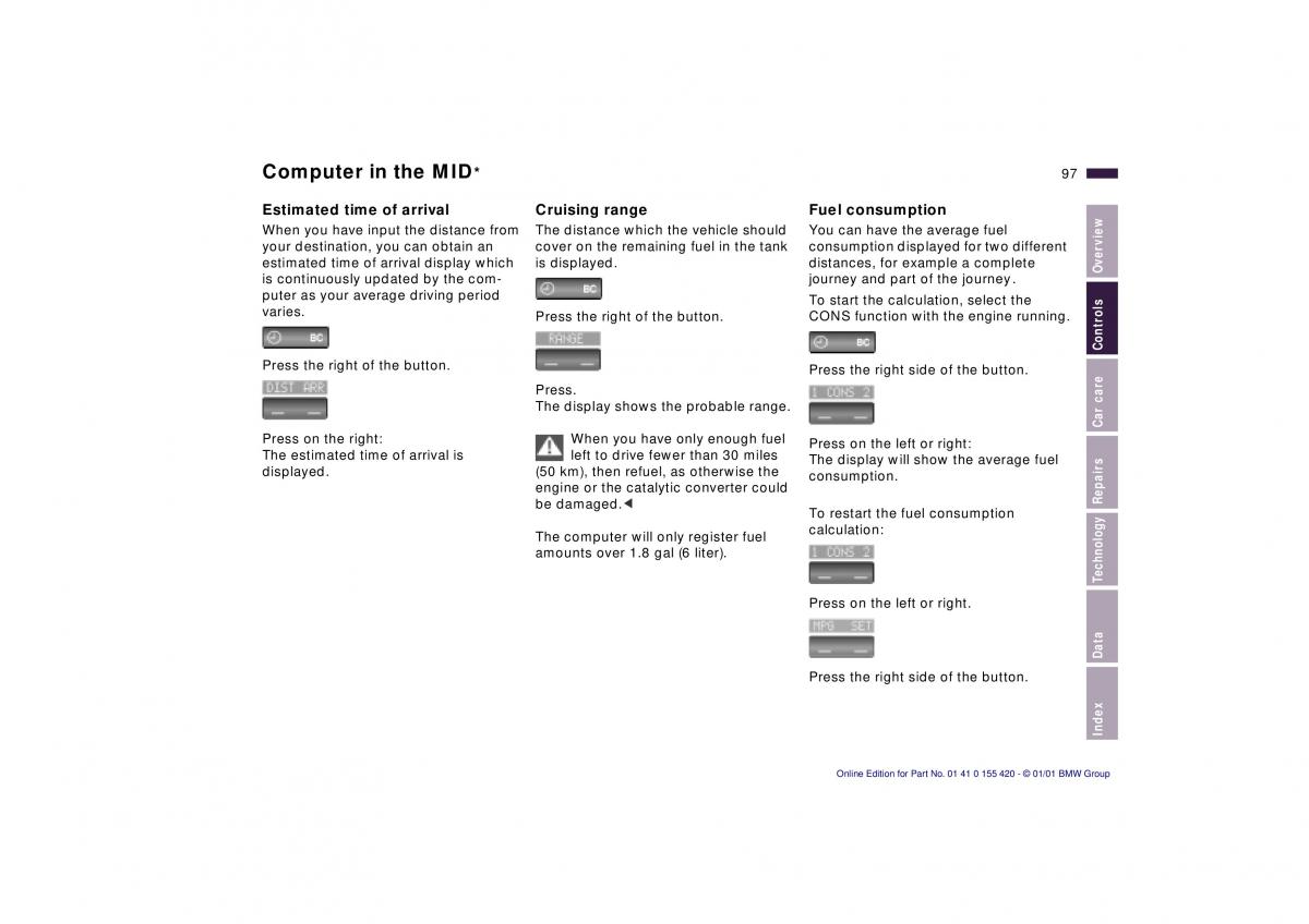 BMW 5 E39 owners manual / page 97