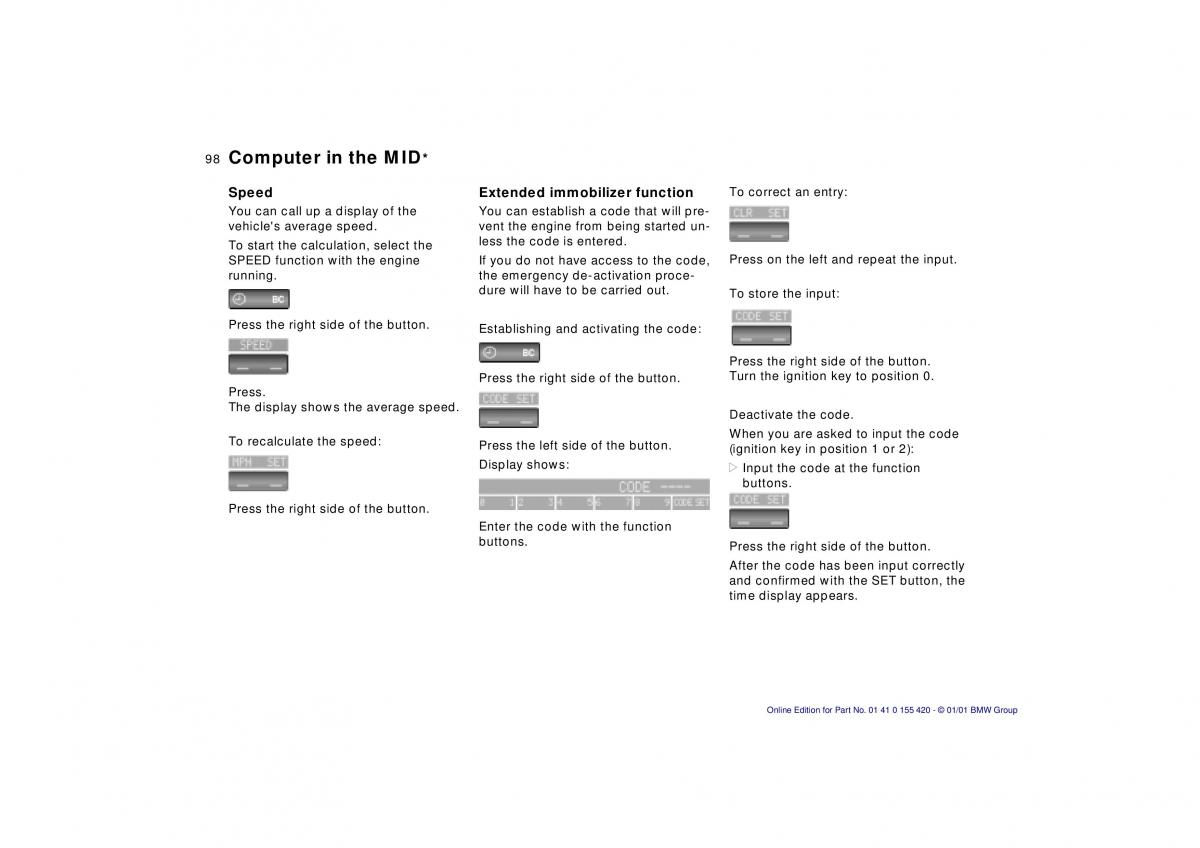 BMW 5 E39 owners manual / page 98