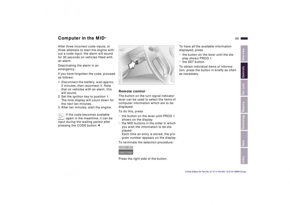 BMW 5 E39 owners manual / page 99