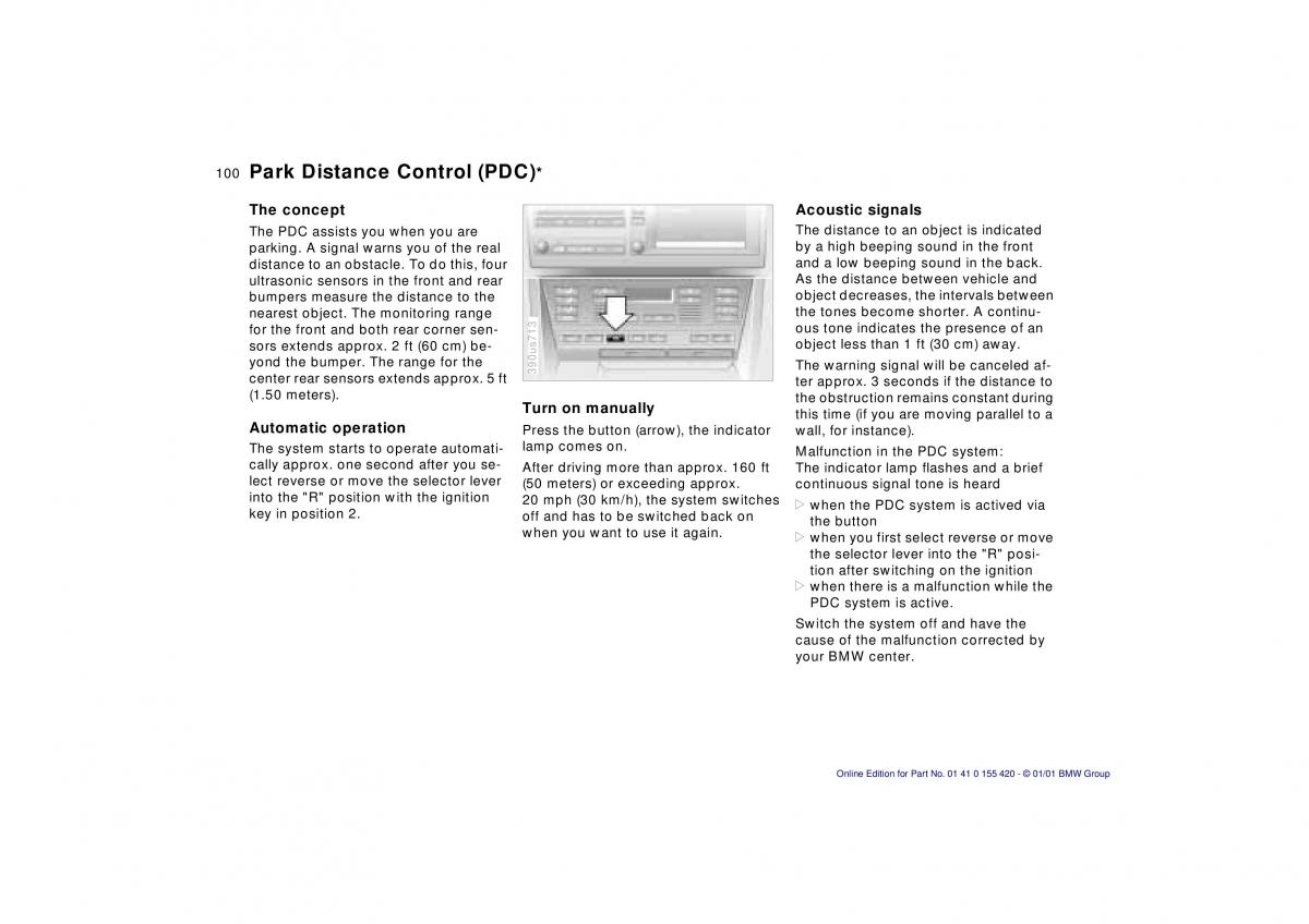 BMW 5 E39 owners manual / page 100