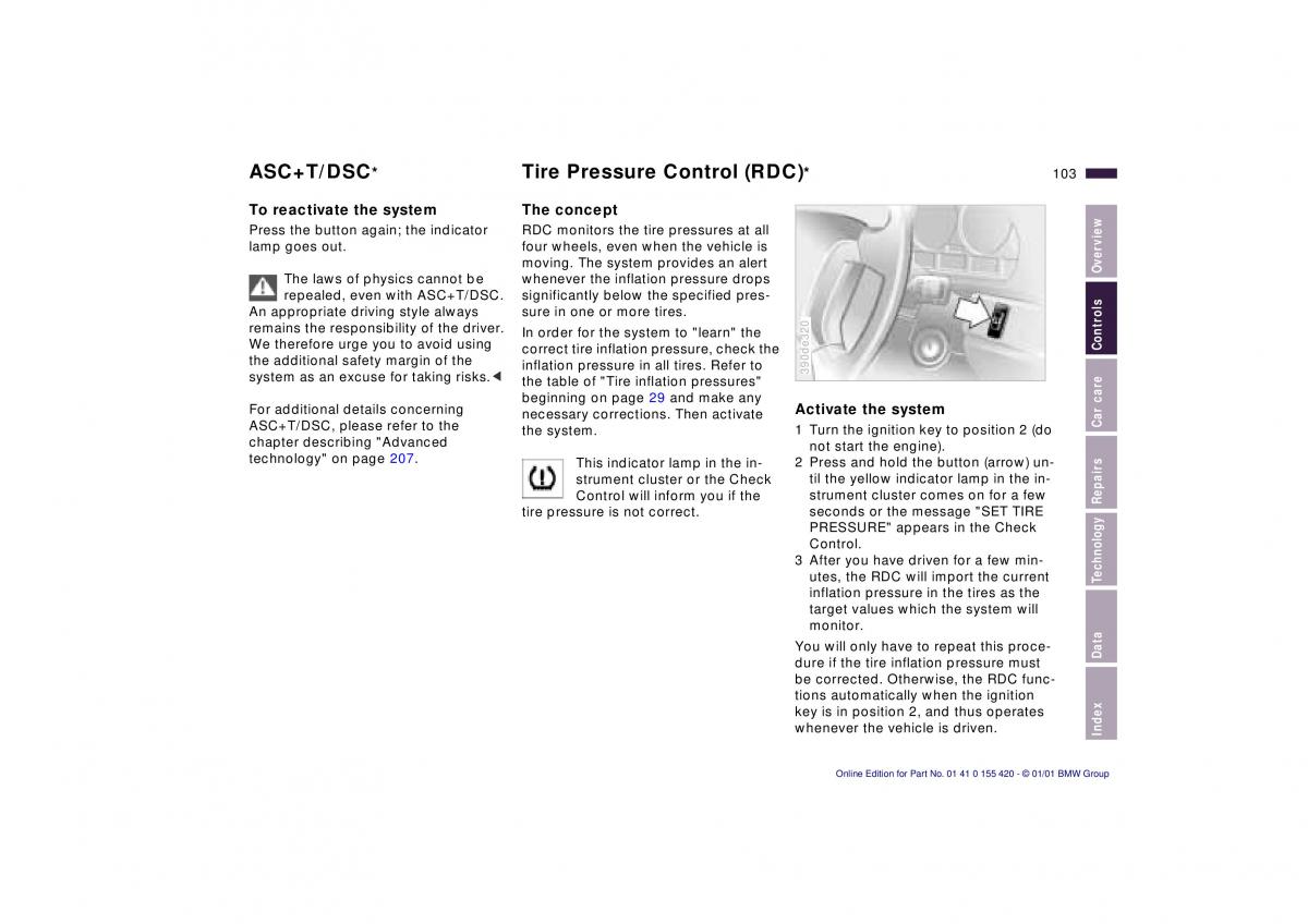 BMW 5 E39 owners manual / page 103