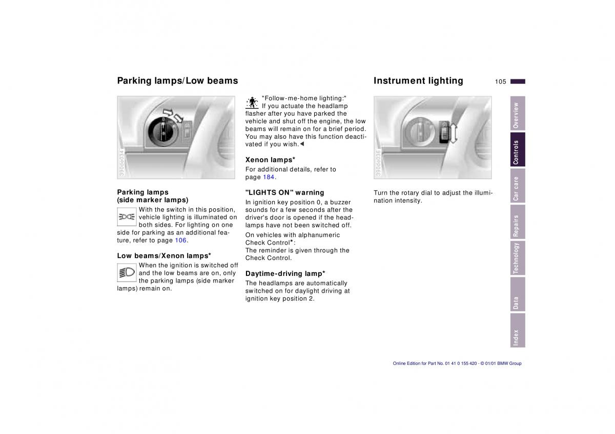 BMW 5 E39 owners manual / page 105